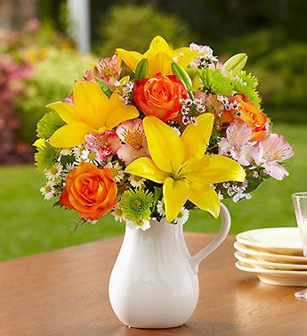 Fields of Europe in White Ceramic Pitcher