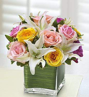 Modern Embrace™ Pastel Rose and Lily Cube