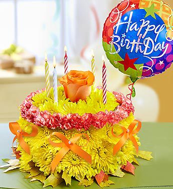 Birthday Flower Cake for Fall Flower Bouquet