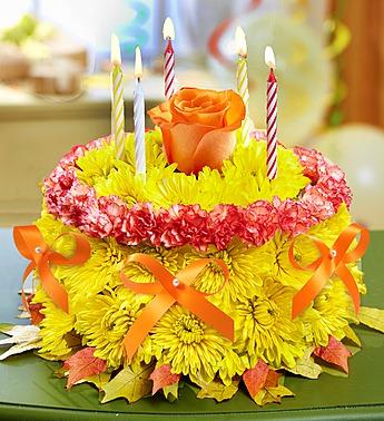 Birthday Flower Cake for Fall Flower Bouquet