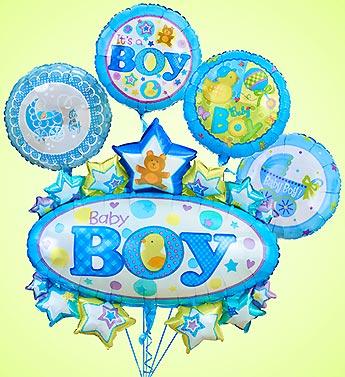 Baby Boy Marquee Mylar Bundle Flower Bouquet