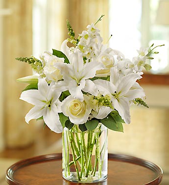 Classic All White Arrangement for Sympathy Flower Bouquet