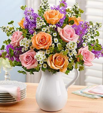 Pitcher Full of Roses Flower Bouquet