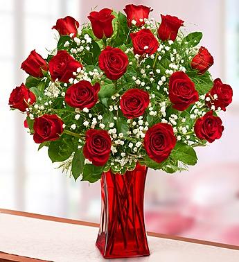 Blooming Love Premium Red Roses in Red Vase