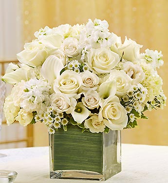 All White Centerpiece Flower Bouquet