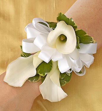 All White Corsage Flower Bouquet