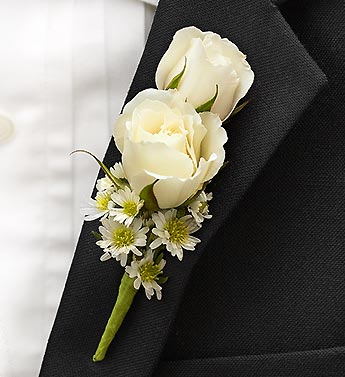 All White Ring Bearer Boutonnière Flower Bouquet