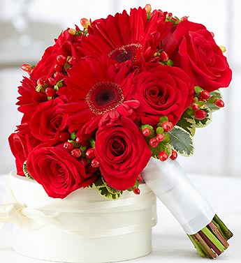 All Red Bridesmaid Bouquet
