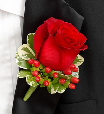 All Red Boutonniere Flower Bouquet