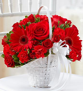 All Red Flower Girl Basket