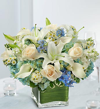 Blue and White Centerpiece Flower Bouquet