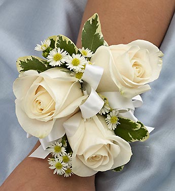 Blue and White Corsage Flower Bouquet