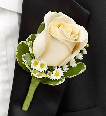 White Boutonniere Flower Bouquet