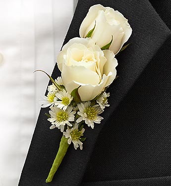 White Ring Bearer Boutonniere Flower Bouquet