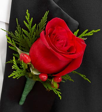 Holiday Boutonniere Flower Bouquet