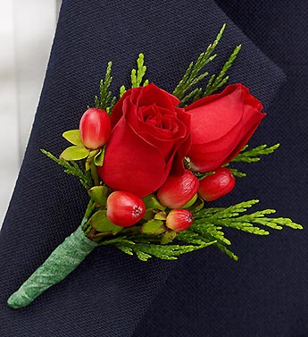 Holiday Ring Bearer Boutonnière Flower Bouquet