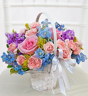 Pastel Flower Girl Basket