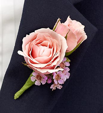 Pink Ring Bearer Boutonnière Flower Bouquet