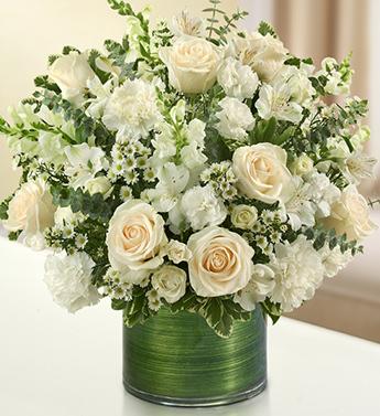 Cherished Memories - All White Flower Bouquet