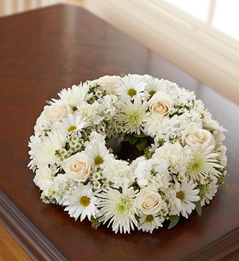 Cremation Wreath - All White Flower Bouquet