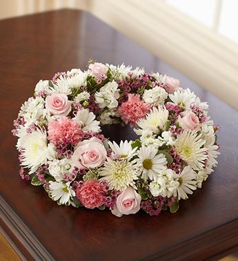 Cremation Wreath - Pink and White Flower Bouquet