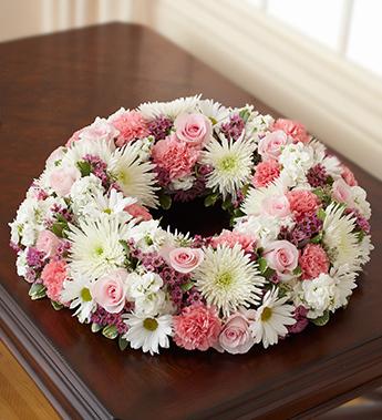 Cremation Wreath - Pink and White