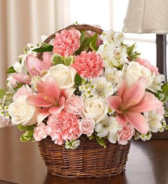 Peace, Prayers & Blessings - Pink and White Flower Bouquet