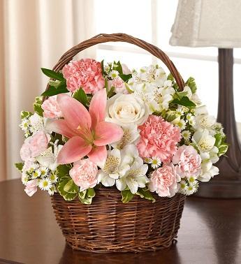 Peace, Prayers & Blessings - Pink and White Flower Bouquet
