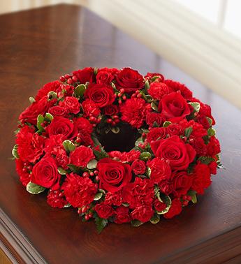 Cremation Wreath - All Red Flower Bouquet