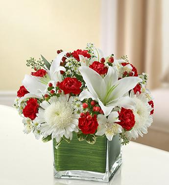 Healing Tears - Red and White Flower Bouquet