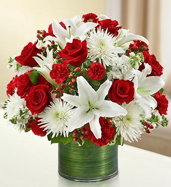 Cherished Memories - Red and White Flower Bouquet