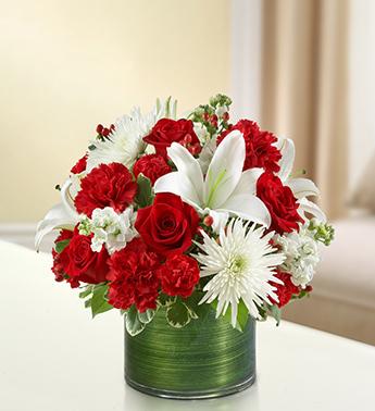 Cherished Memories - Red and White Flower Bouquet