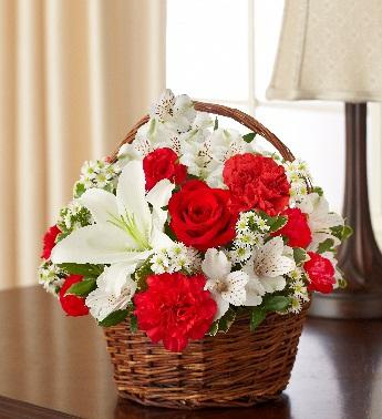 Peace, Prayers & Blessings - Red and White Flower Bouquet