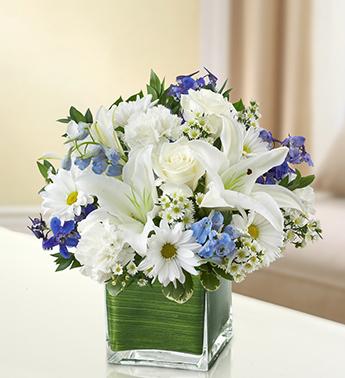 Healing Tears - Blue and White Flower Bouquet