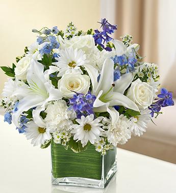 Healing Tears - Blue and White Flower Bouquet