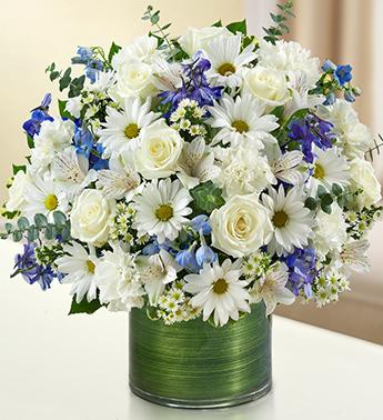 Cherished Memories - Blue and White Flower Bouquet