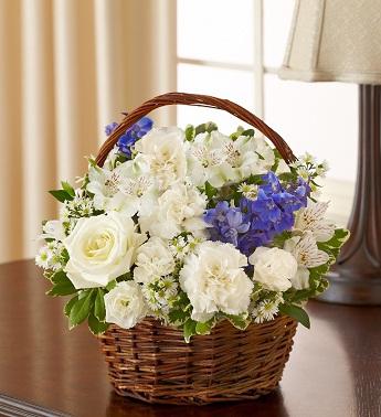 Peace, Prayers & Blessings - Blue and White Flower Bouquet