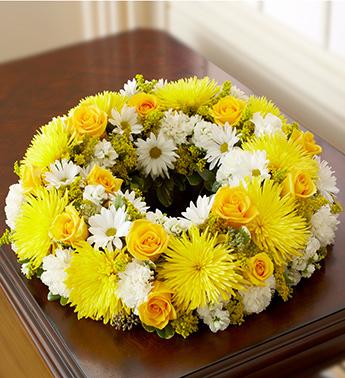 Cremation Wreath - Yellow and White Flower Bouquet