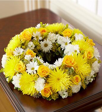 Cremation Wreath - Yellow and White