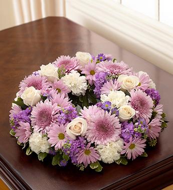 Cremation Wreath - Lavender and White Flower Bouquet