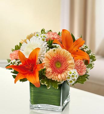 Healing Tears - Peach, Orange and White Flower Bouquet