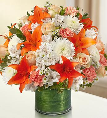 Cherished Memories - Peach, Orange and White Flower Bouquet