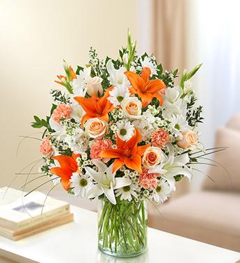 Sincerest Sorrow - Peach, Orange and White Flower Bouquet