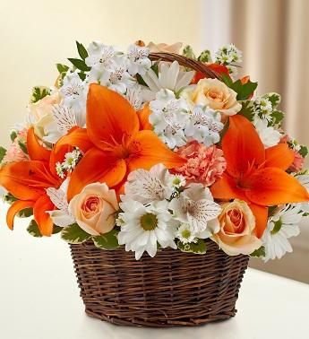 Peace, Prayers & Blessings - Peach, Orange & White Flower Bouquet