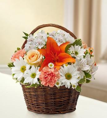 Peace, Prayers & Blessings - Peach, Orange & White Flower Bouquet