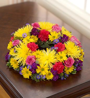 Cremation Wreath - Multicolor Bright Flower Bouquet