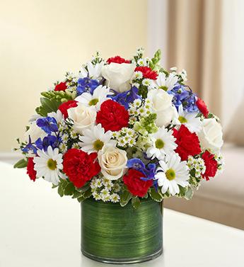 Cherished Memories - Red, White and Blue Flower Bouquet