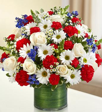 Cherished Memories - Red, White and Blue Flower Bouquet
