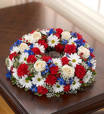 Cremation Wreath - Red, White and Blue Flower Bouquet