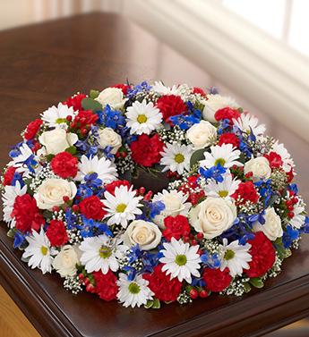 Cremation Wreath - Red, White and Blue